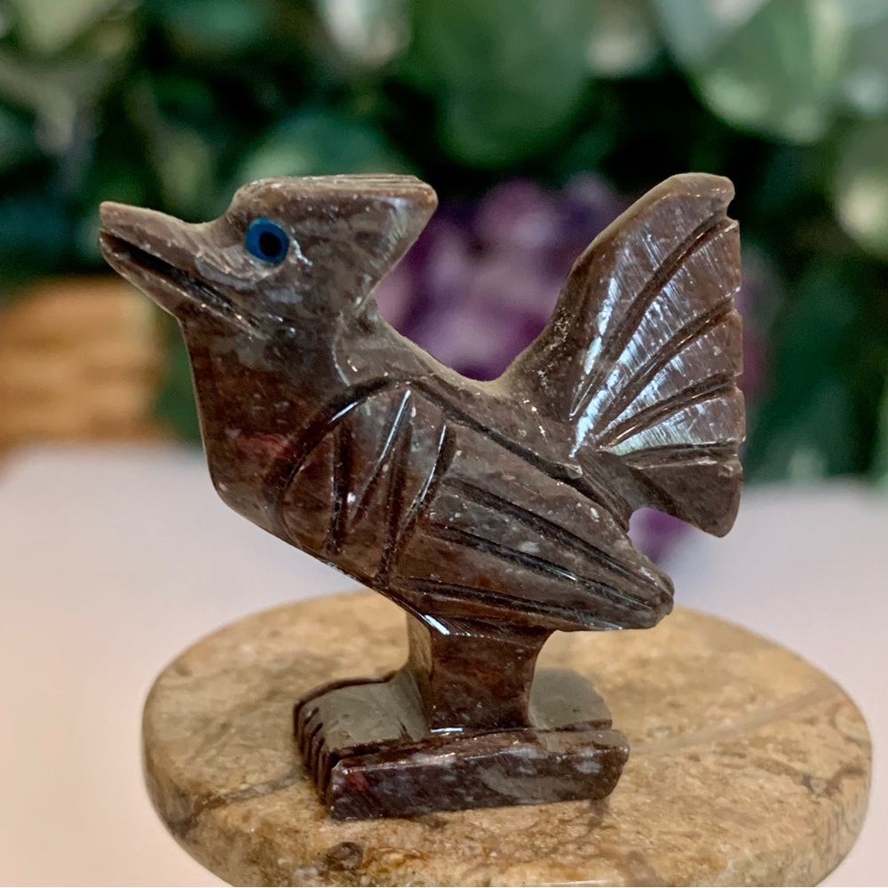 Soapstone Carved Roadrunner Figurine Miniature Bird Stone Animal Carving 1.4” - Picture 4 of 12